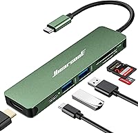 Vista 12 de Hiearcool - Adaptador HUB con USB C para MacBook Pro y Air (color carbón negro)