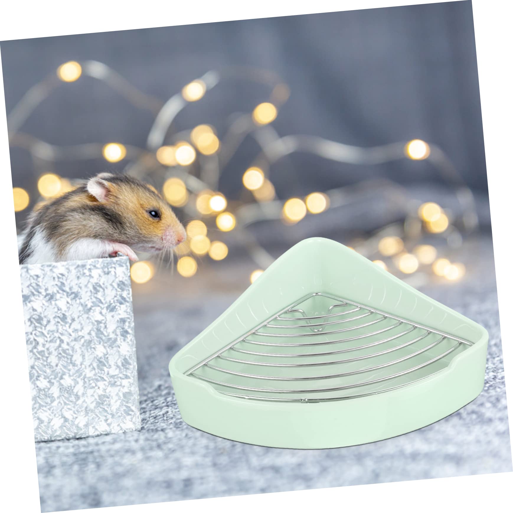 Happyyami Lettiera per Conigli in Ceramica Angolo Triangolare, Rivestimento Smaltato Interno ed Esterno, Previene Graffi alle Zampe, per Cucina e Bagno