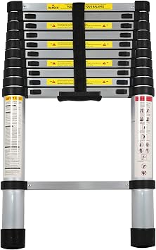 10.5 FT Telescoping Aluminum Extension Ladder, 330 lbs Capacity