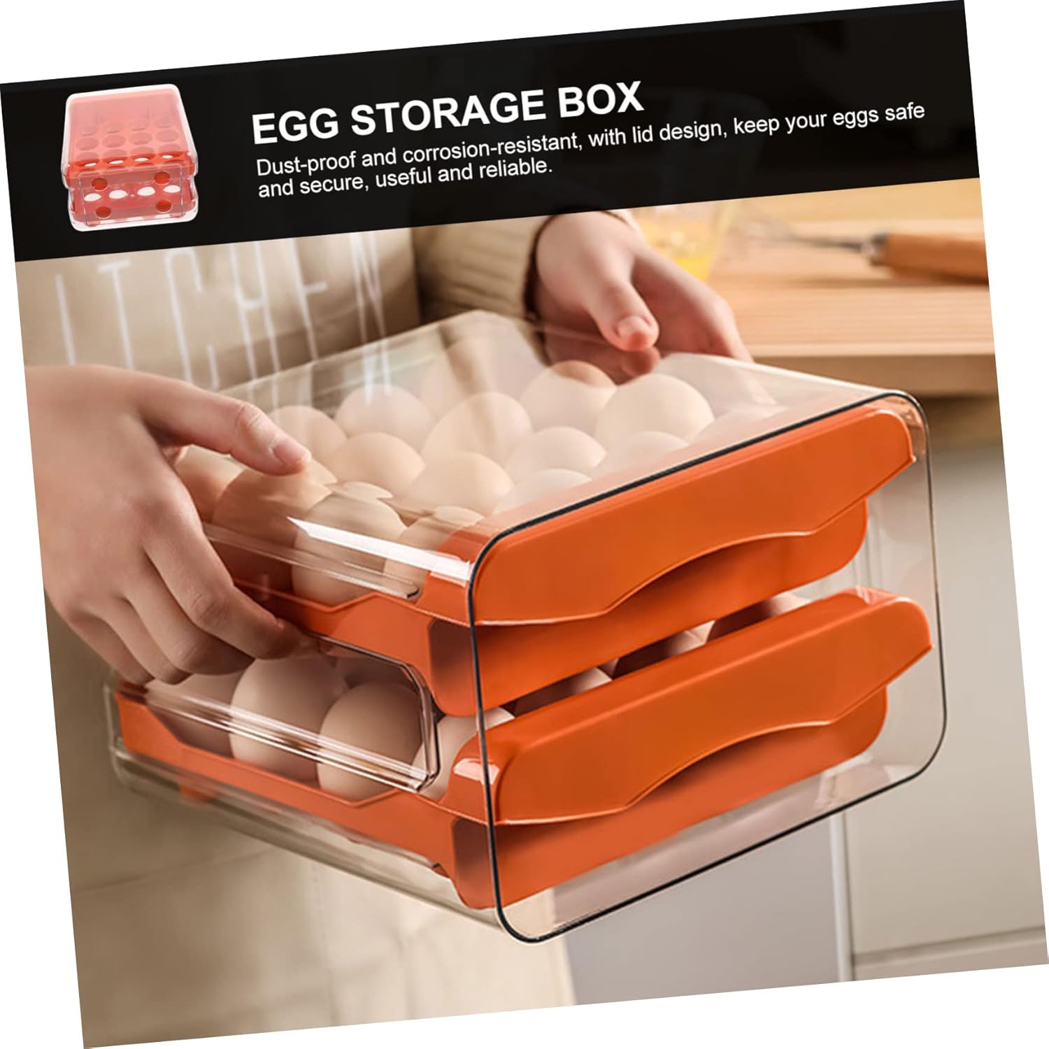 Gadpiparty Convenient Drawer Style Egg Organizer Reusable Plastic Egg Tray for Refrigerator Storage Capacity Fridge Accessory Durable and Practical Kitchen