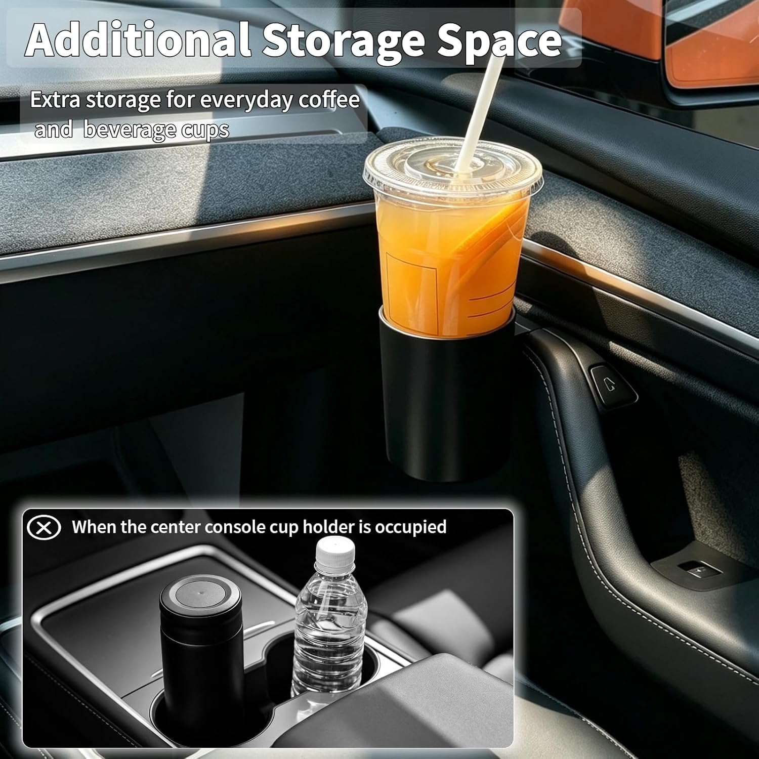 Car Door Cup Holder for Tesla Model 3 2017-2023 & Model Y 2020-2024, 2PCS