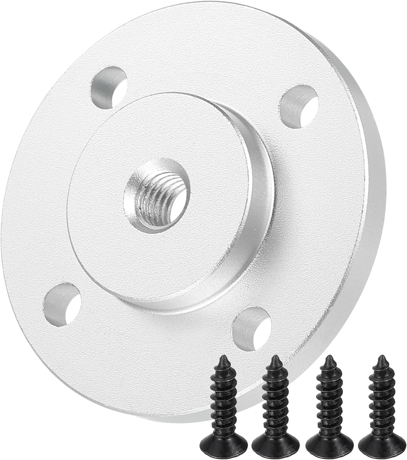 PATIKIL M6x1 Female Thread Microphone Flange Mount, Desktop Gooseneck Table Mounts Base with Round Head Screw for Gooseneck Hose Adapter, Silver
