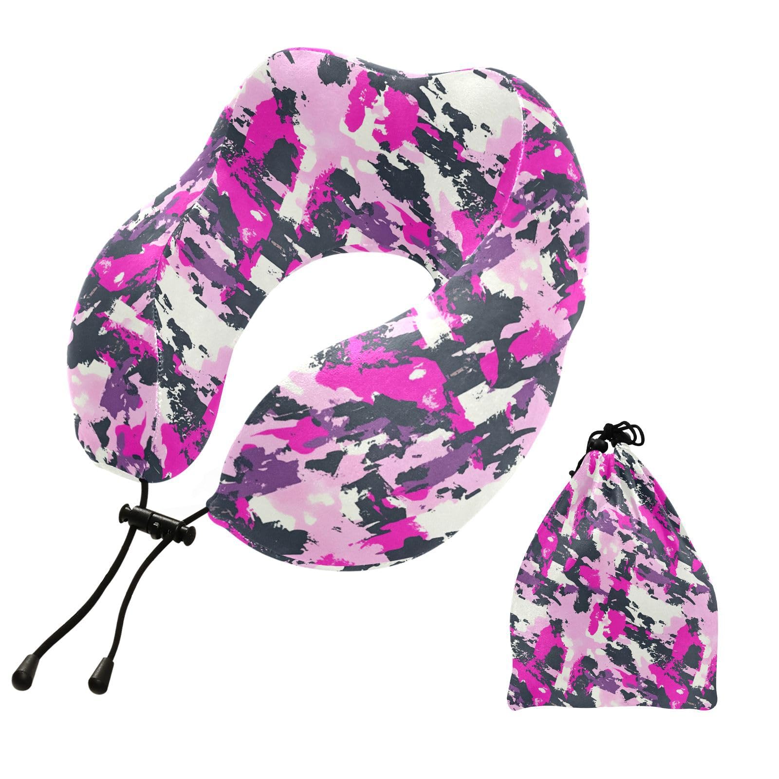 siphylline Camouflage Hot Blush Camouflage Portable U-Shape Travel Pillow for car Travel Essentials Camping Neck Cushion