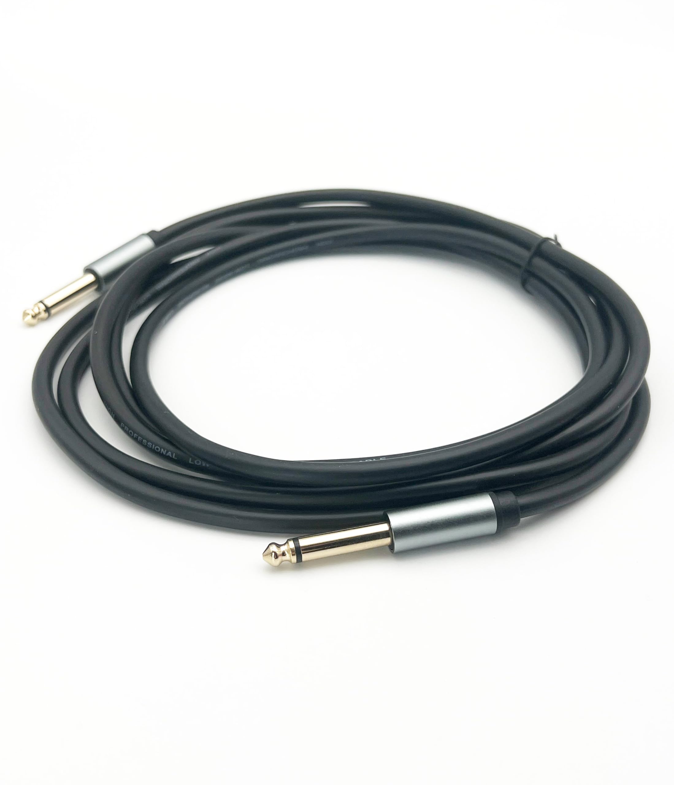 Câble de guitare 6,3 mm (câble audio mono avec prises jack pour guitares électriques/basses, claviers/synthétiseurs, à connecter à des amplis) – 4,9 m, noir, 3 mètres