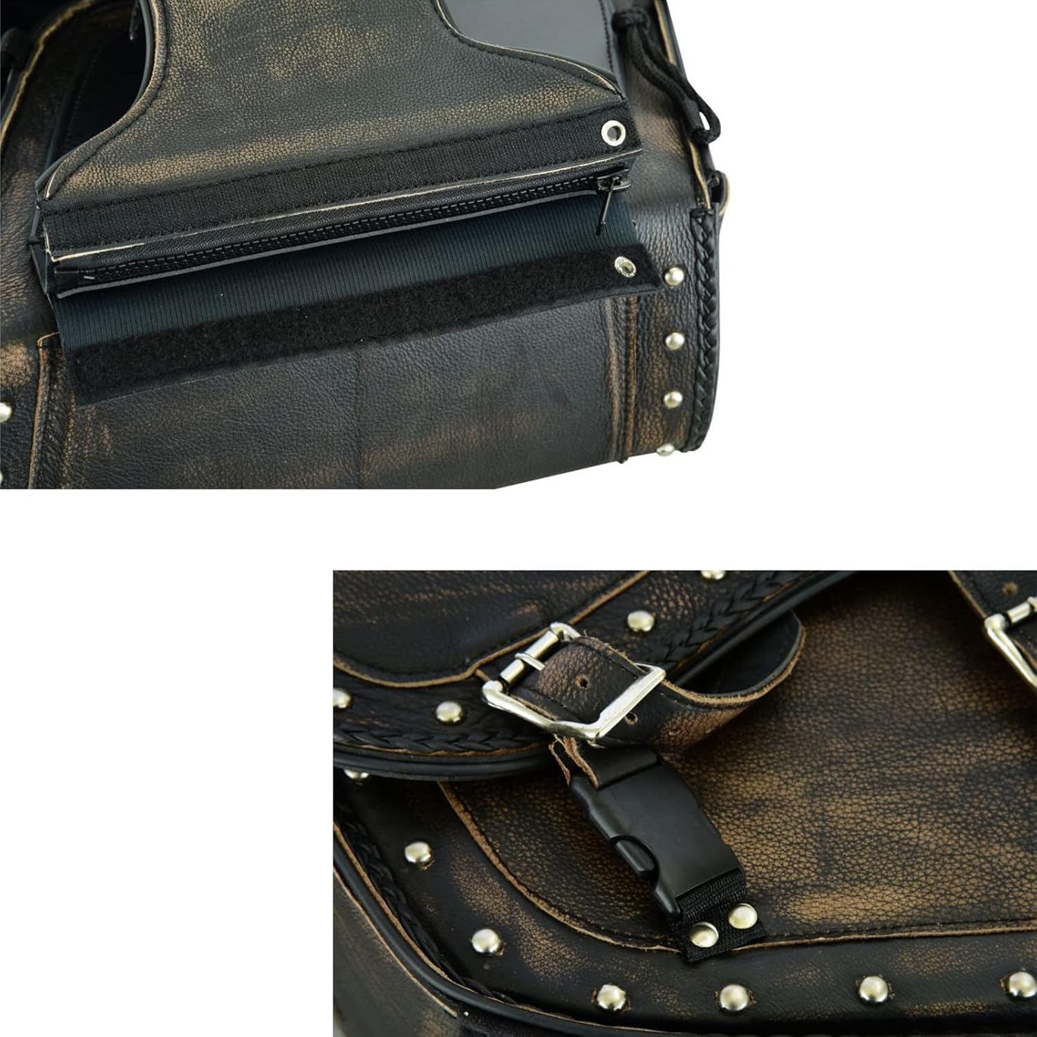 GARGOYLE BELLS Motorcycle Saddle Bags Synthetic Leather Motorcycle Luggage Bag Waterproof Throw Over Saddlebags For Motorcycle Softails Sportsters Choppers Dyna V-star Shadow