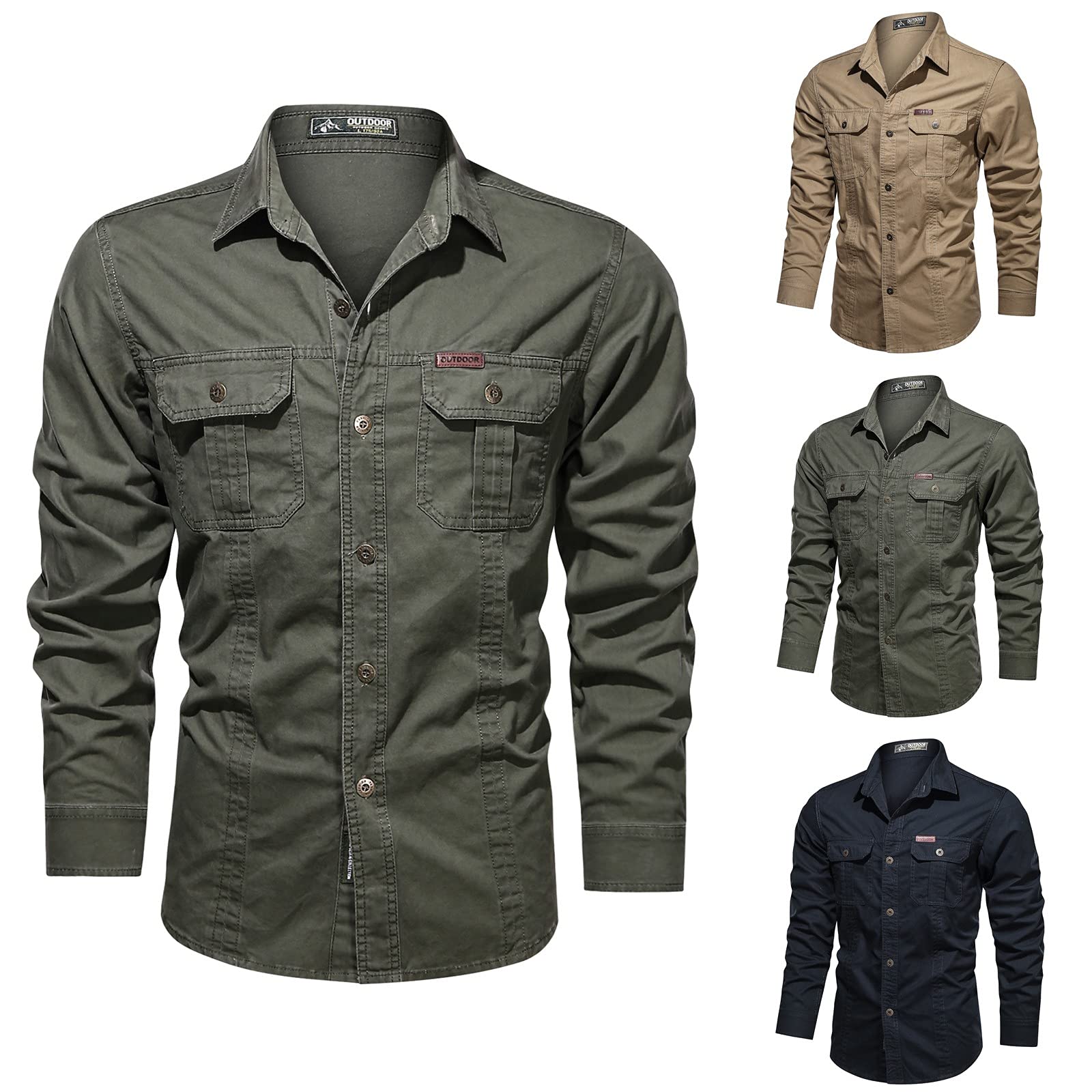 Camisas para hombre de manga larga, camisa de trabajo táctica, camisa táctica con botones, ligera de trekking, aspecto militar, camisa de trabajo, camiseta de trabajo, camiseta de manga larga,