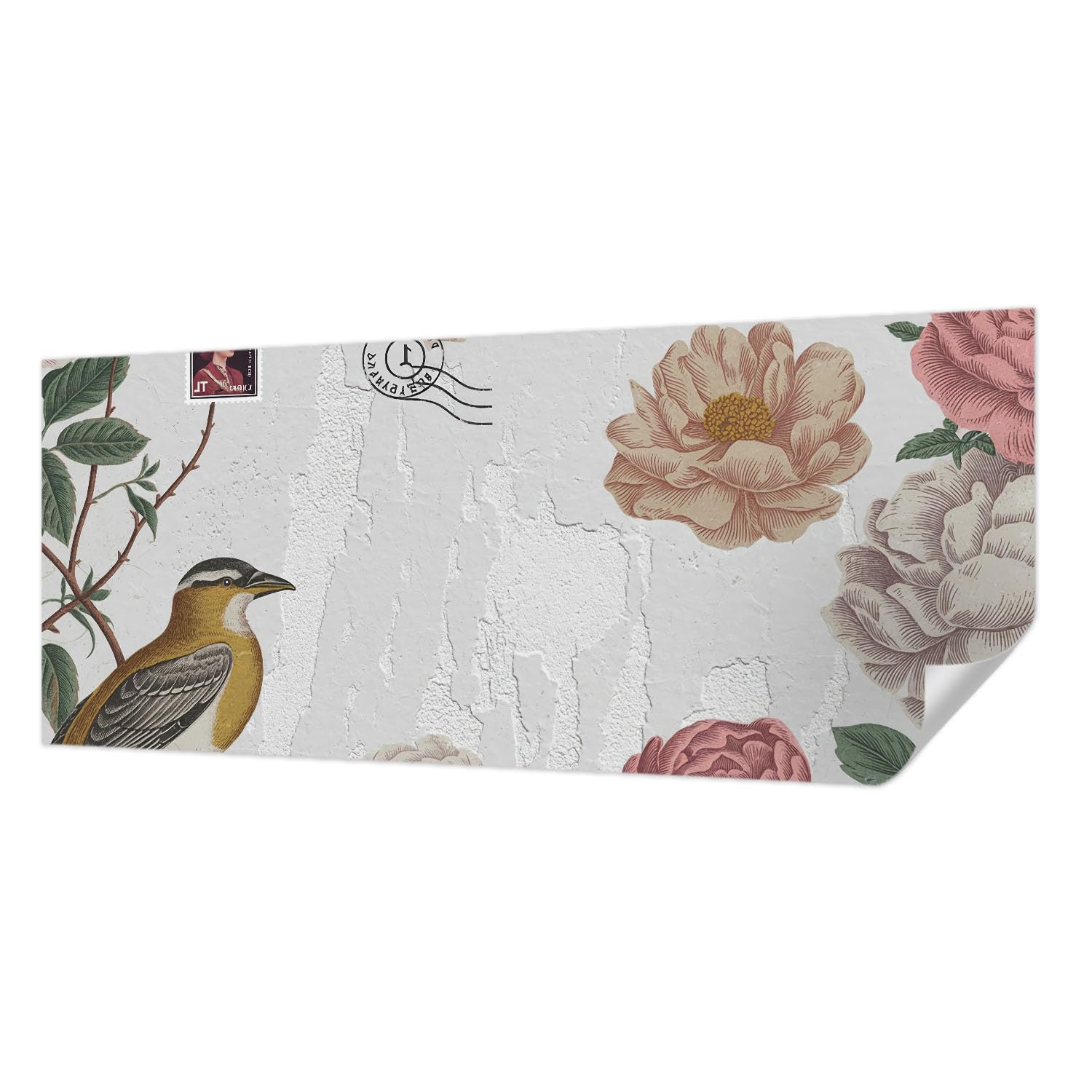 Décor mural adhésif panoramique fleurs vintage pour décoration intérieure de chambre