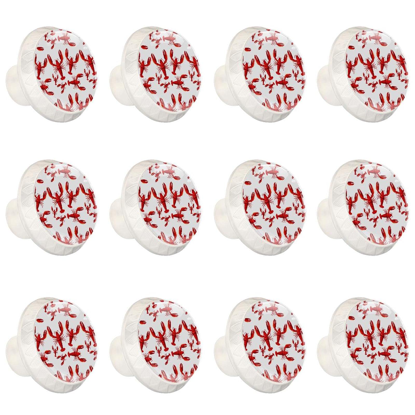 Boutons d'armoires de cuisine ronds homard rouge x12 pour tiroir de commode