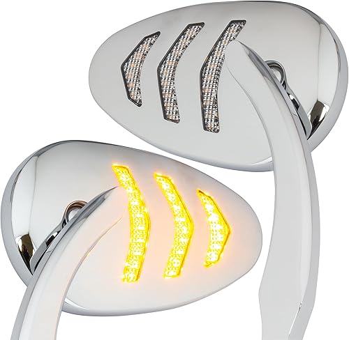 Miniatura 4 de Eagle Lights Espejo LED con intermitentes secuenciales compatibles con motocicletas Harley Davidson - Negro Negro