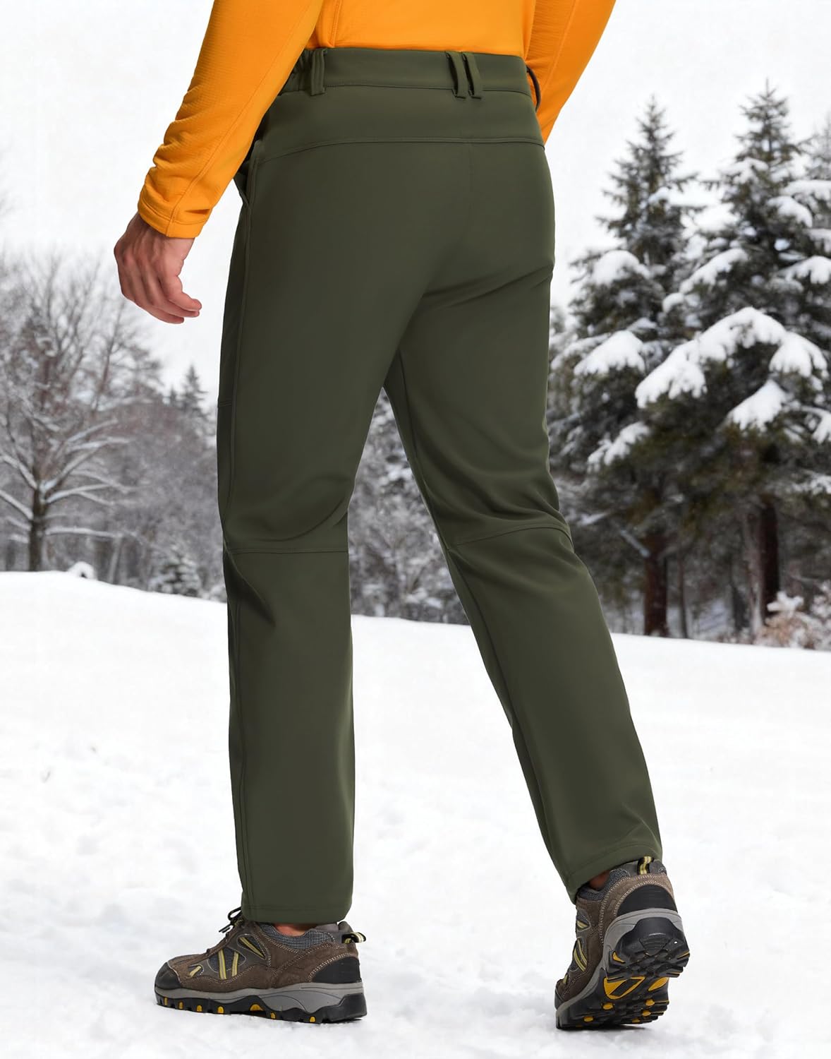 Pioneer Camp Men's Fleece Lined Hiking Pants Insulated Waterproof Softshell Winter Warm Work Snow Ski Pants Snowboard - Image 7