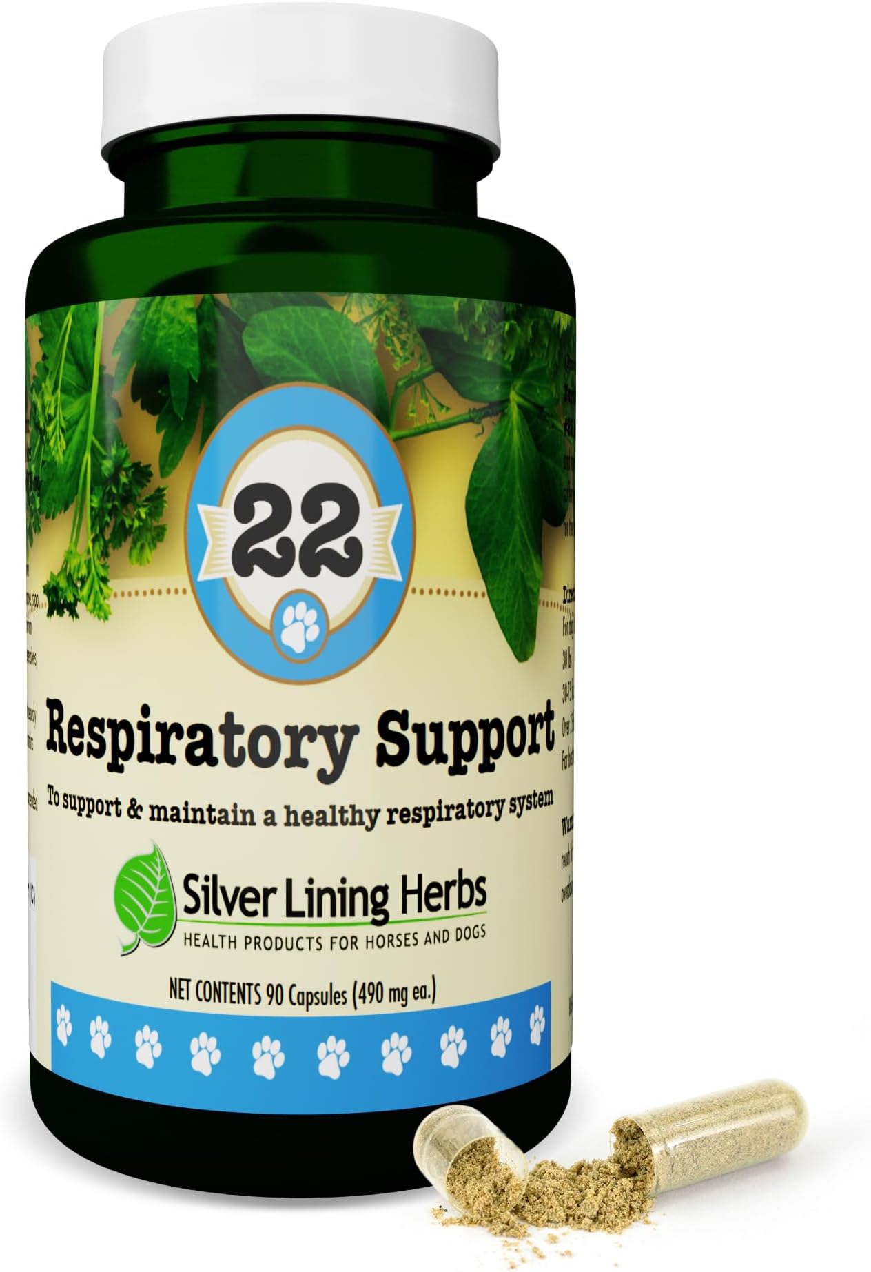 Silver Lining Herbs Dog Respiratory Support - Herbal Blend with Mullein Leaf, Ginger, Boswellia & Yerba Santa - Supports Normal Breathing Function, Clear Lungs & Overall Wellness - 90 Capsules