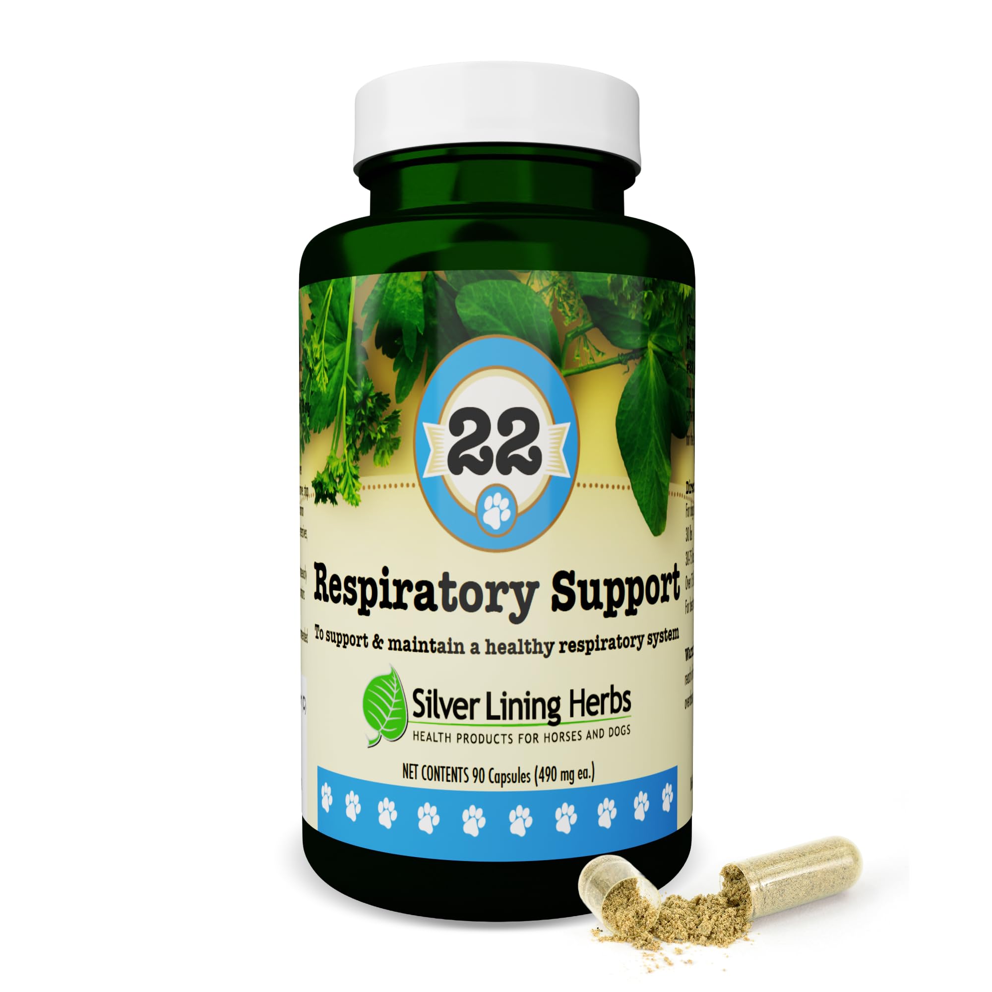 Silver Lining Herbs Dog Respiratory Support - Herbal Blend with Mullein Leaf, Ginger, Boswellia & Yerba Santa - Supports Normal Breathing Function, Clear Lungs & Overall Wellness - 90 Capsules