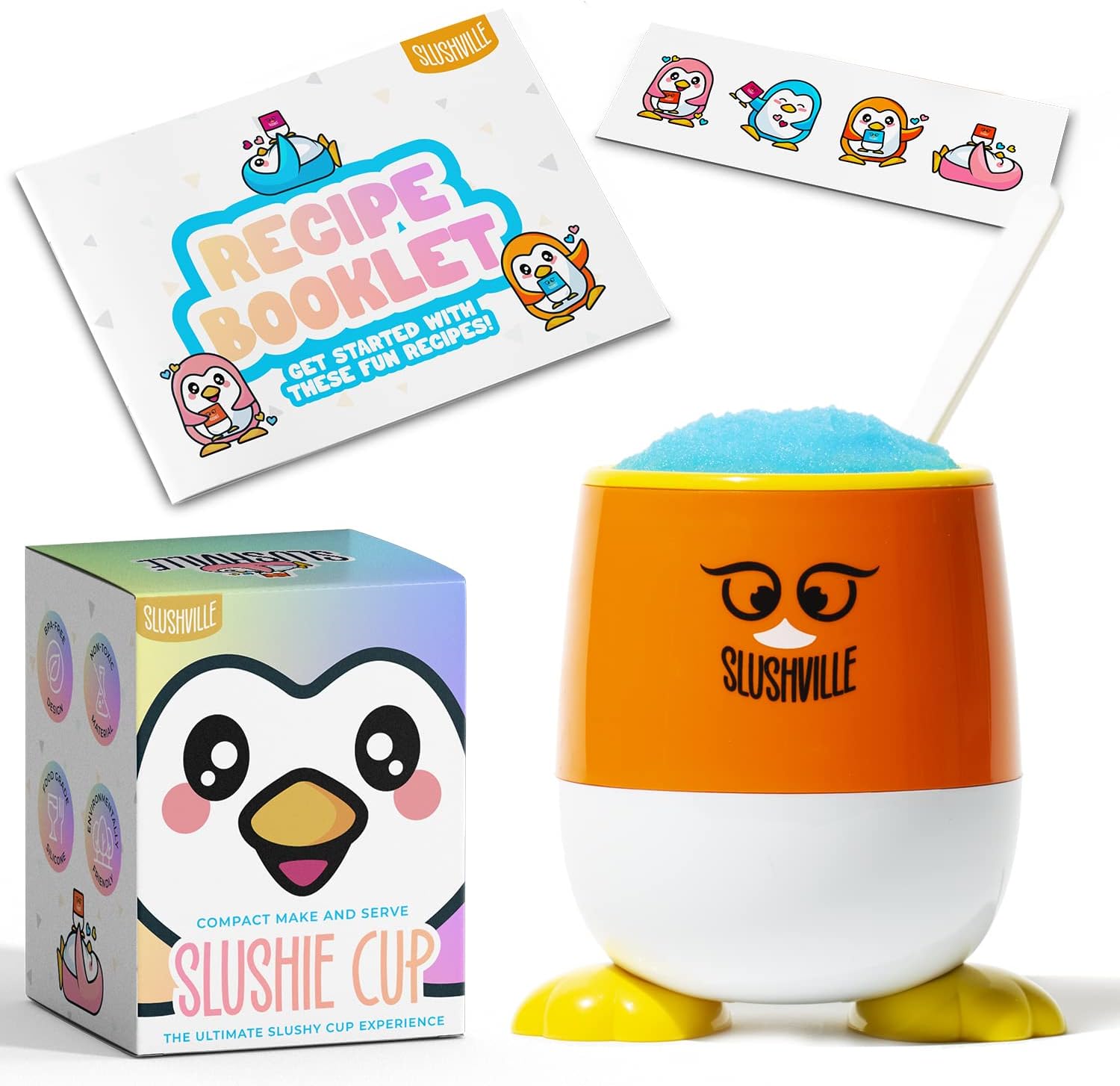 Insta Slushy Maker Cup for Kids – Penguin Compact Make & Serve Slushie Cup Allows You to Make Refreshing Slushies, Smoothies & Other Frozen Drinks in Minutes – The Ultimate Slush Cup Experience