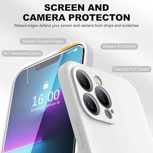 Miniatura 898 de BossKiss Funda compatible con iPhone 14 Pro, silicona mejorada [protección de cámara] [2 protectores de pantalla 9H], forro interior de microfibra