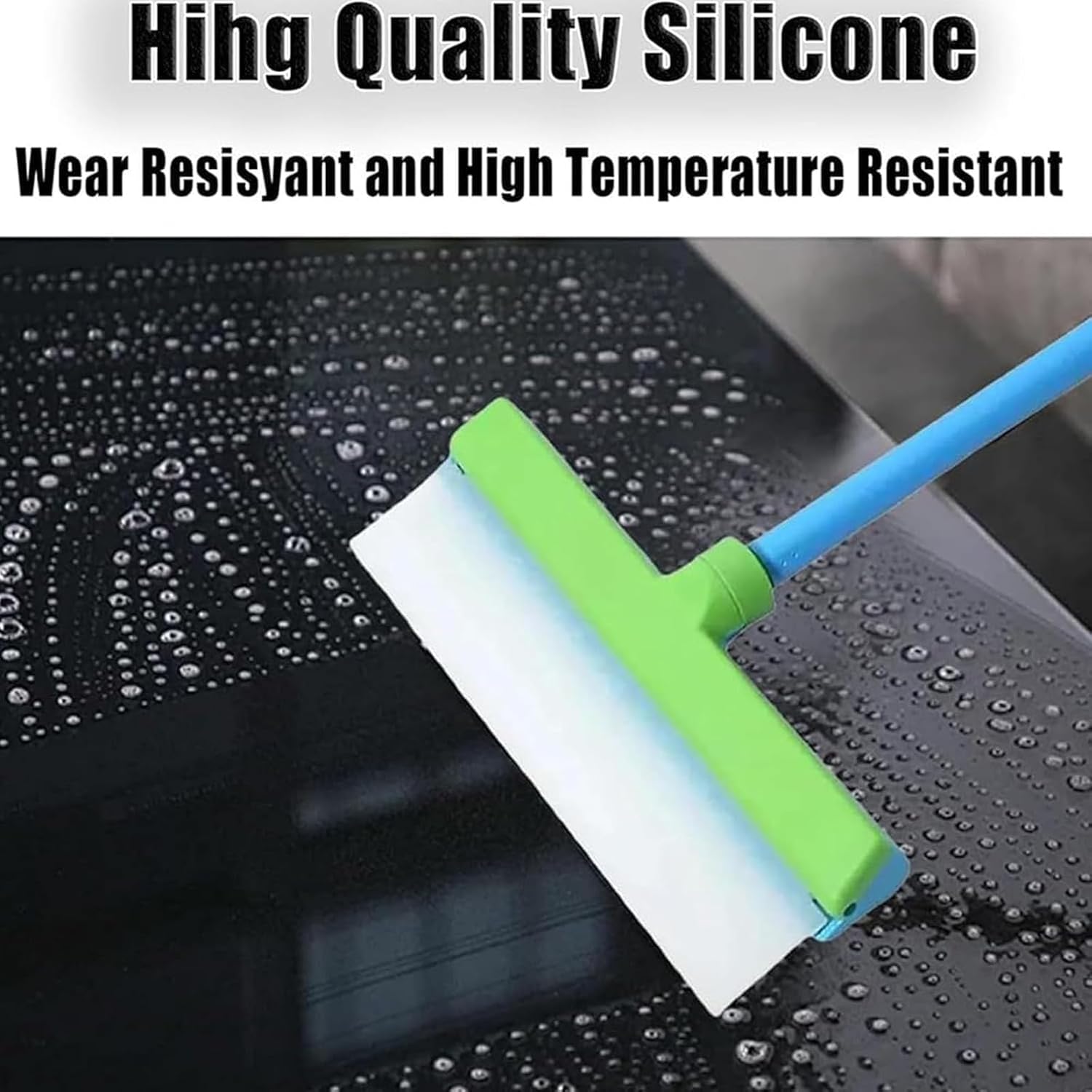 Scratch-Free & Streak-Free Squeegee 5-Piece Set for Glass Cleaning, Multifunctional Windows Cleaning Scraper, Streak-Free Squeegee Set Silicone Kit for Windows, Mirrors and Cars (Blue+Green)