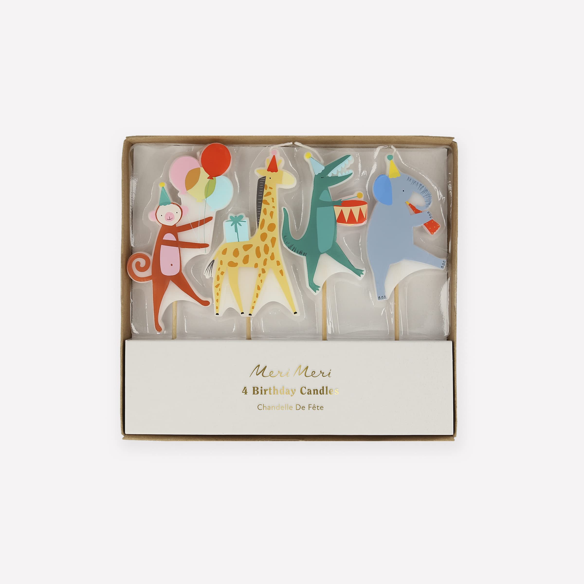 Meri Meri Multicolored Animal Parade Candles (Pack Of 4)