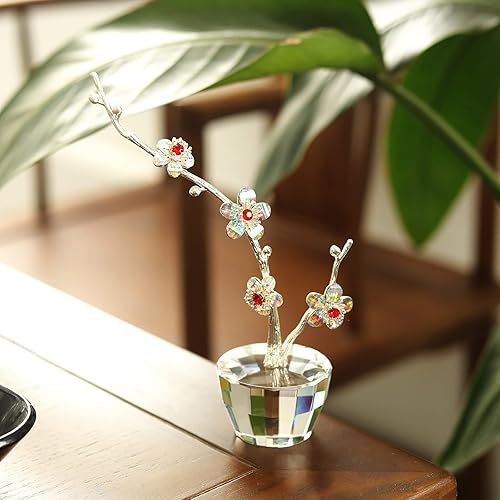 Miniatura 5 de Colorida figura de flor de ciruelo de cristal, florero de cristal para boda, aniversario, esposa, regalos románticos para siempre, día de San