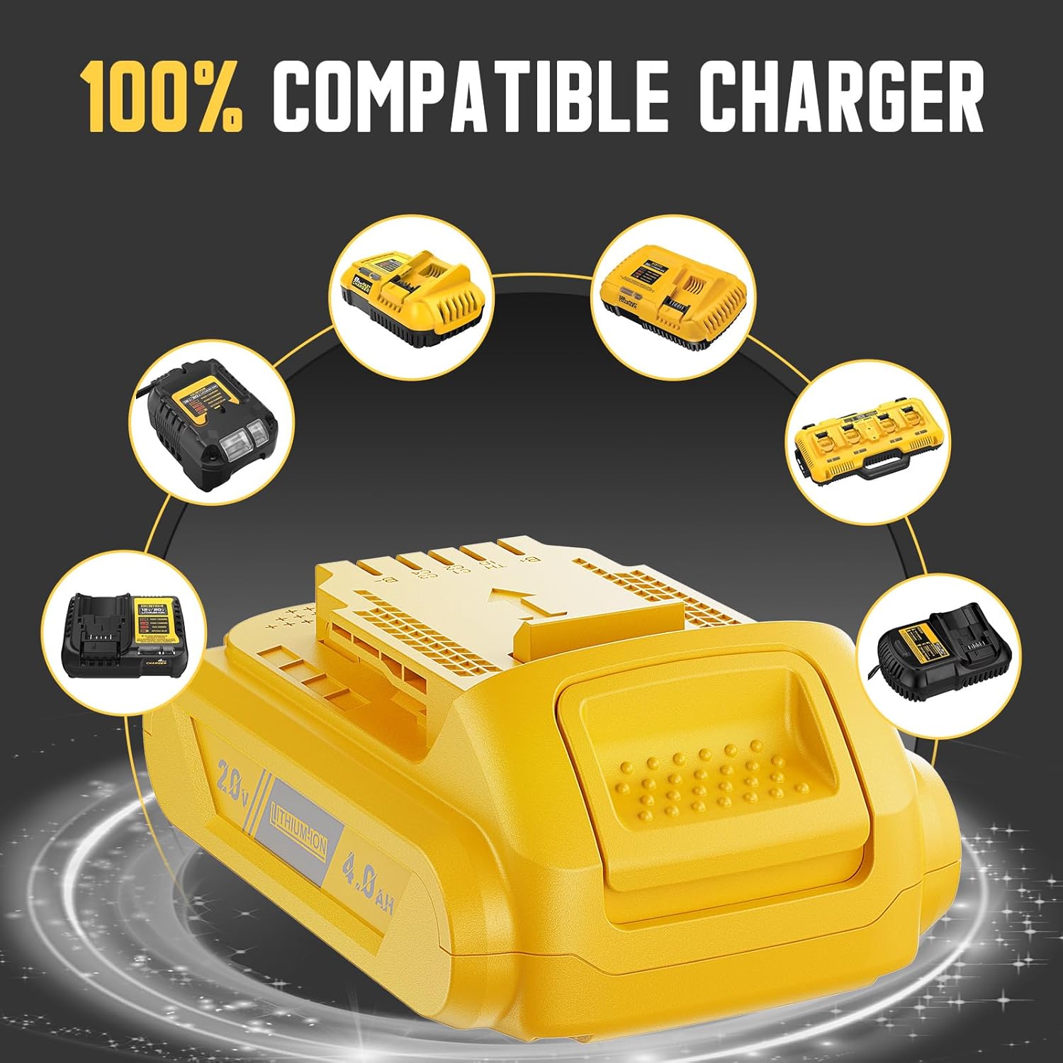 DCB201 3.5Ah 2Pack 20V Battery Replacement for Dewalt 20V MAX Battery for Dewalt 20Volt Lithium-ion Battery DCB200 DCB201 DCB203 DCB205 DCV580 DCB180 for Dewalt 20V Cordless Tools Battery Replacement - Image 6