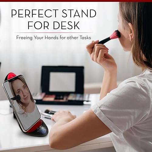 Miniatura 4 de Trovety Soporte de teléfono para zapatos, elegante poliresina, para el hogar, escritorio, mesa de oficina, base estable, tamaño amplio, para la