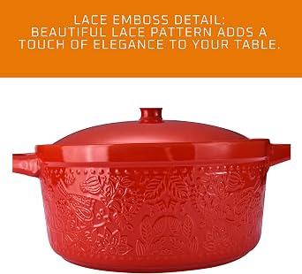 Ceramic Casserole Dish - Baking Dish Bowl Oven Safe With Lid and Handles - Covered Glass Cookware Essential for Kitchen - For Baking Dessert and Brownies, Soup - Round Bakeware for Serving Dishes