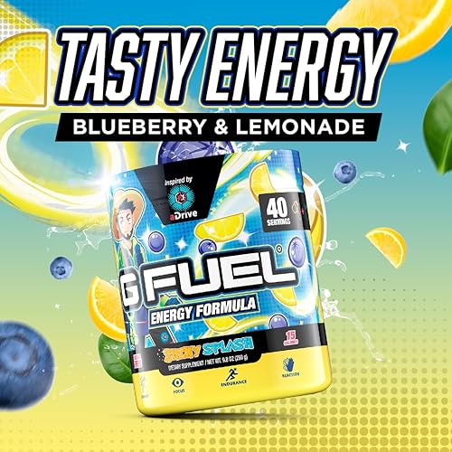 Vista 4 de G Fuel aDrive Energy Drink Powder, Pre Workout Caffeine Mix for Gaming, Sugar Free Focus Amino, Vitamin + Antioxidants, 9.9oz