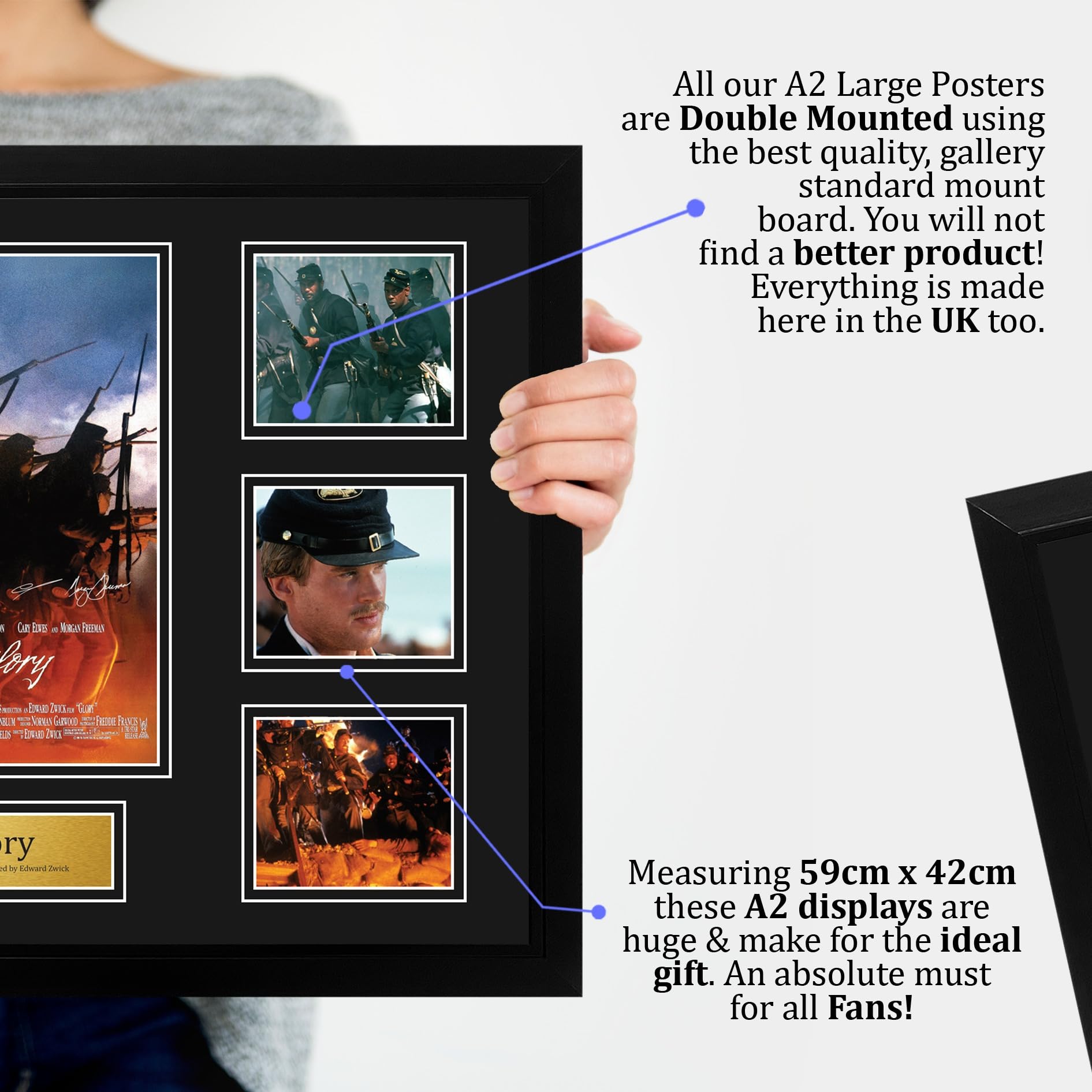 HWC Trading Glory Podpisany Plakat Filmowy A2 Deluxe w Ramie