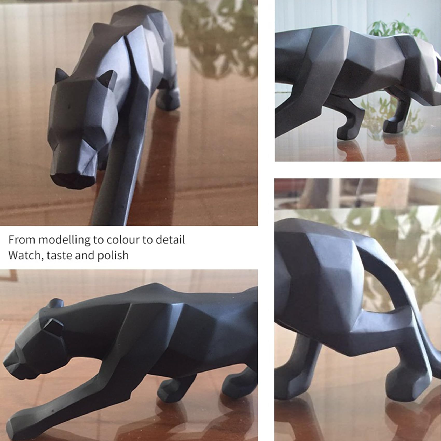 Escultura Leopardo, Estatua geométrica Resina, Estatua Pantera, estatuas abstractas Modernas Decorativas, Estatua Leopardo, Modelo Decorativo para decoración hogar, Figura Animal (L)