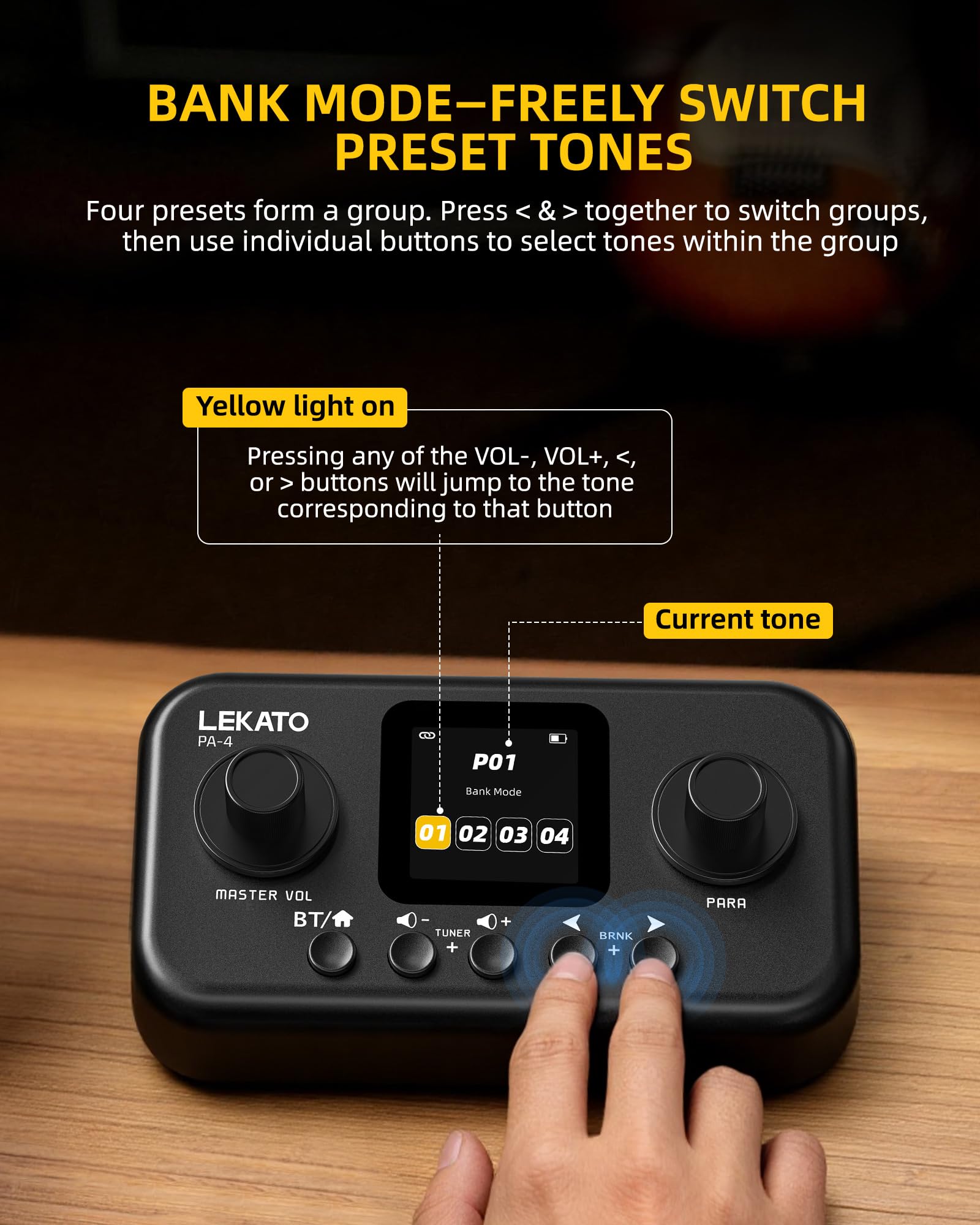 LEKATO Guitarra Pedal Multiefectos con 80 presets, 6 módulos de efectos, 20 Amp/Cab, Interfaz de audio USB OTG y BT, Procesador de Efectos Portátil para Guitarra y Bajo