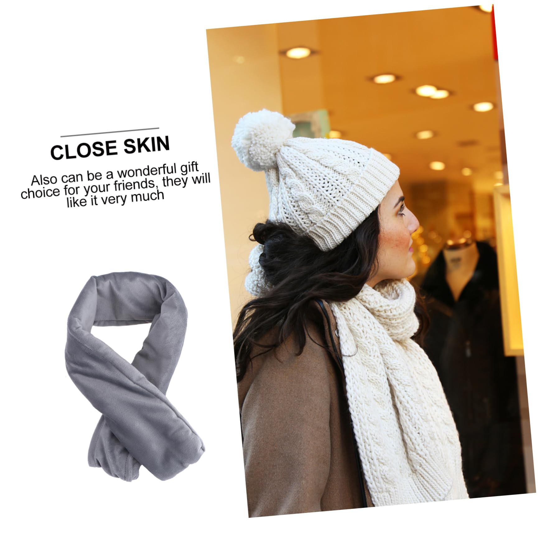 GALPADA Bufanda Térmica USB Tejido de Franela Suave y Calentamiento Rápido para Invierno, Pañuelo Calefactor Lavable Adecuado para Cuello Frío