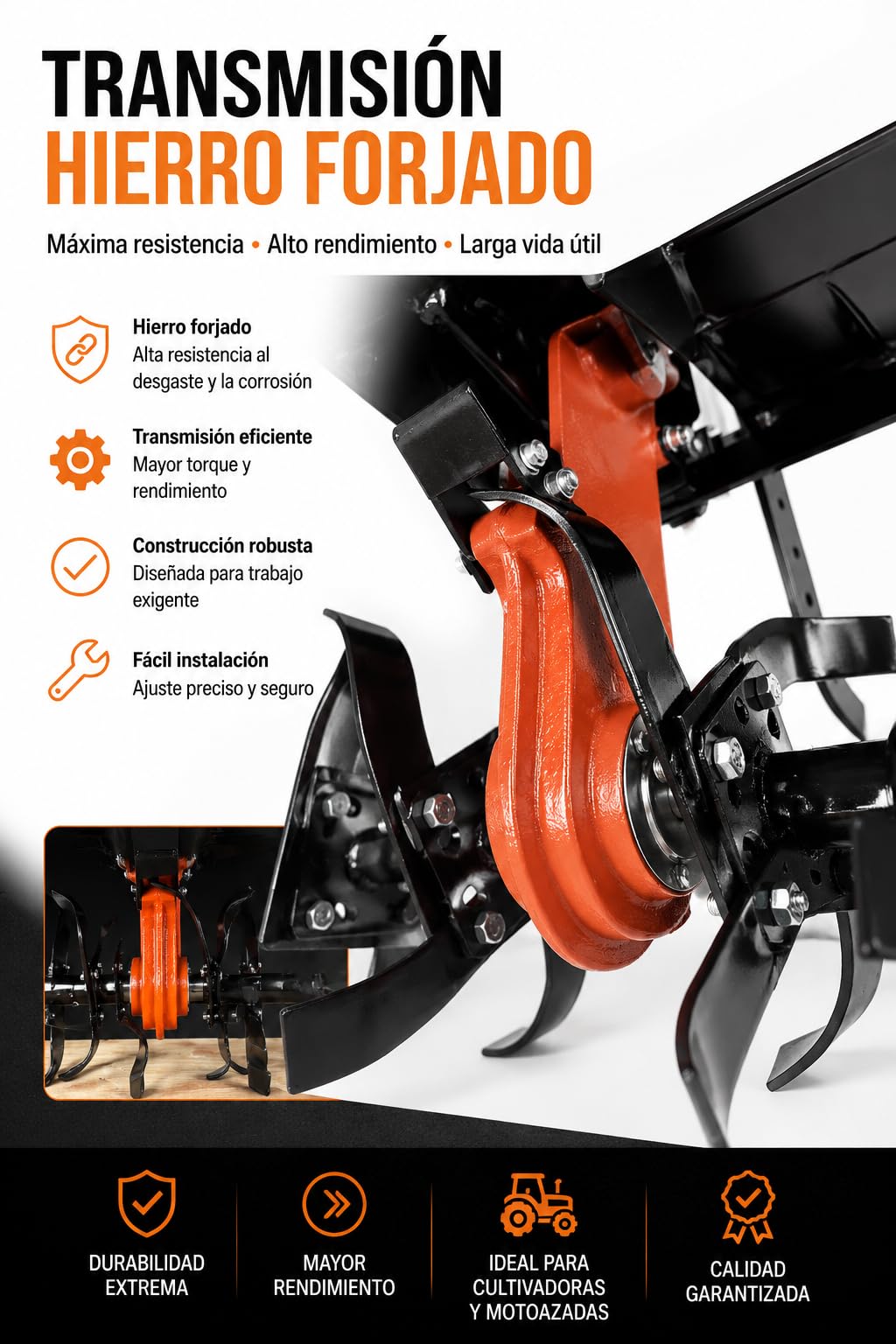 Motoazada de Gasolina PG800-A, Hierro Forjado, 77x44x87 cm, 4 Tiempos, 93 kg