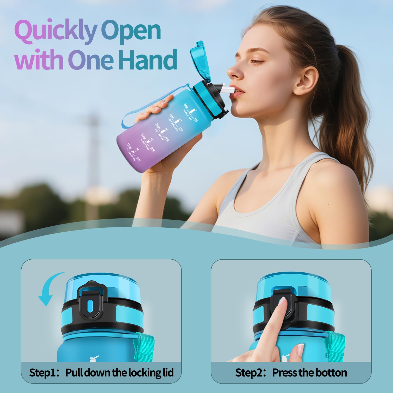 Motswedi Gourde, 0.5L Sans BPA, Gourde Avec Paille Adulte | WhichOne