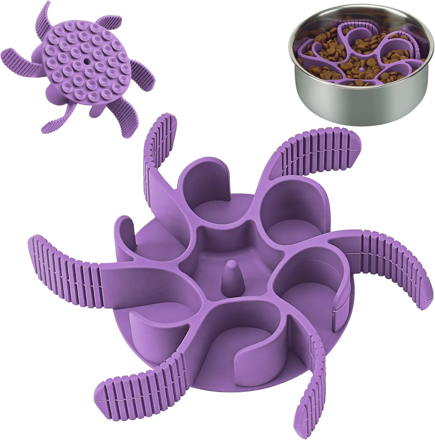 Dog Slow Feeder Bowls Silicone Spiral Pet Food Feeder Insert to Slow Eating | Durable Non-skid Compatible with Stainless Steel, Glass & Ceramic Slow Feeder Dog Bowls for Small Medium Large Breed Dogs