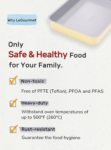 Miniatura 10 de LeGourmet Molde rectangular antiadherente para tartas de 13.5 x 9.5 pulgadas, revestimiento de cerámica, no tóxico, acero aluminizado resistente a