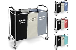 240L Laundry Hamper Sorter Basket with Wheels, 16 X 30 X 35 inch