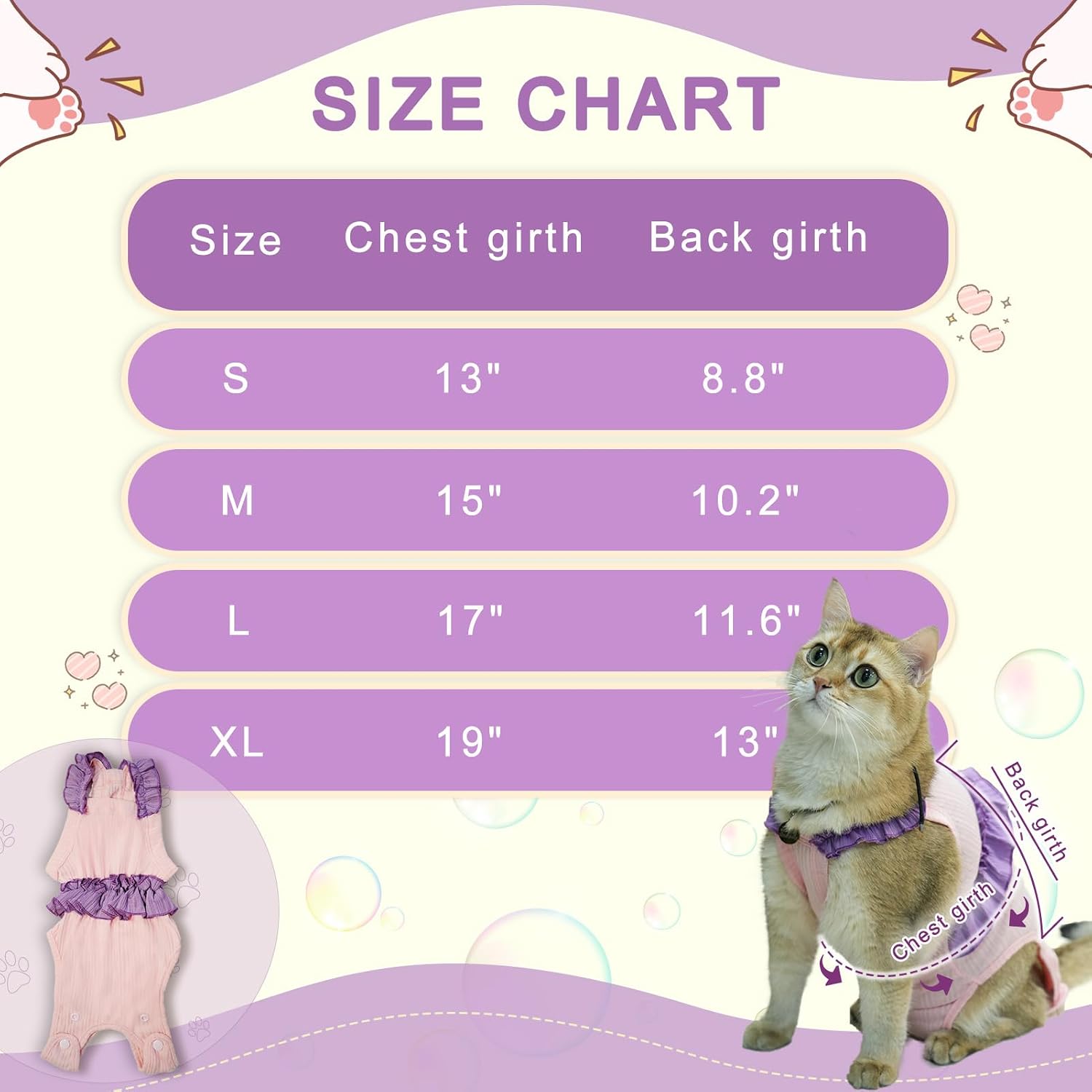 Cat Recovery Suit,Kitten Onesie After Surgery,E-Collar Alternative for Abdominal Wound and Skin Diseases,Soft Breathable Bodysuit After Spay（Pink-s）