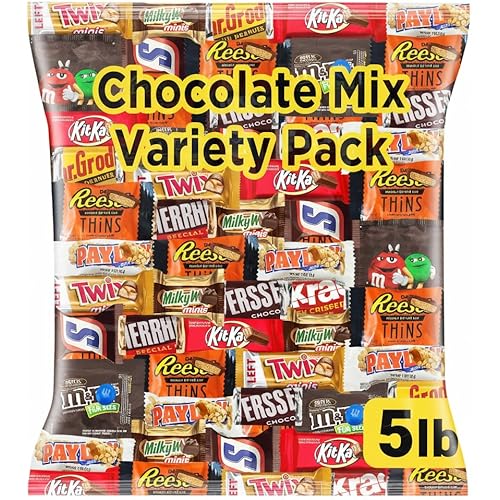 Chocolate Assorted Bulk Candy Variety Pack 5lb - Mini Chocolate Bars, Milk & Dark Chocolate Mix - Individually Wrapped Bulk Candy for Office Snacks, Party Favors and Bags