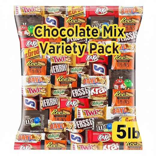 Easter Chocolate Assorted Bulk Candy Variety Pack 5lb - Mini Chocolate Bars, Milk & Dark Chocolate Mix - Individually Wrapped Easter Candy for Baskets, Egg Hunts, Party Favors and Treat Bags