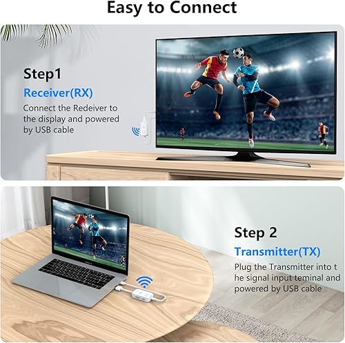 Miniatura 5 de Transmisor y receptor HDMI inalámbrico 4K 30Hz, kit extensor inalámbrico HDMI portátil de 98 pies98.4 ft, adaptador de pantalla HDMI a HDMI,