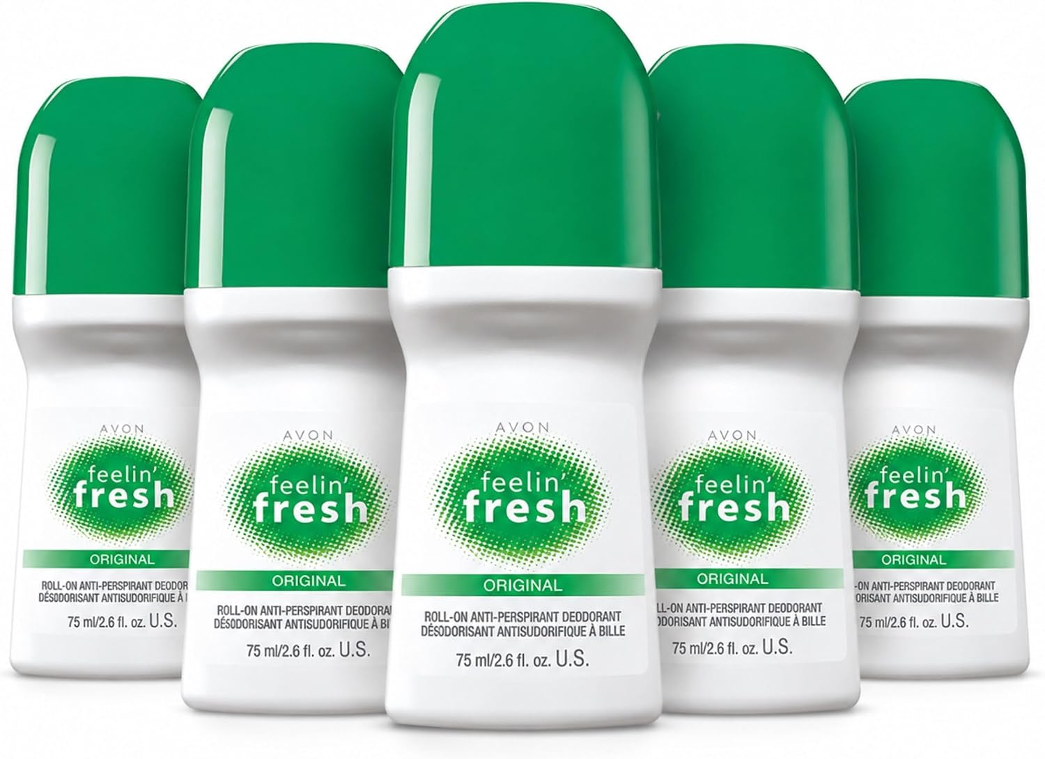 AVON Feelin' Fresh Roll-On Antiperspirant Deodorant - 2.6 oz - 5 pack