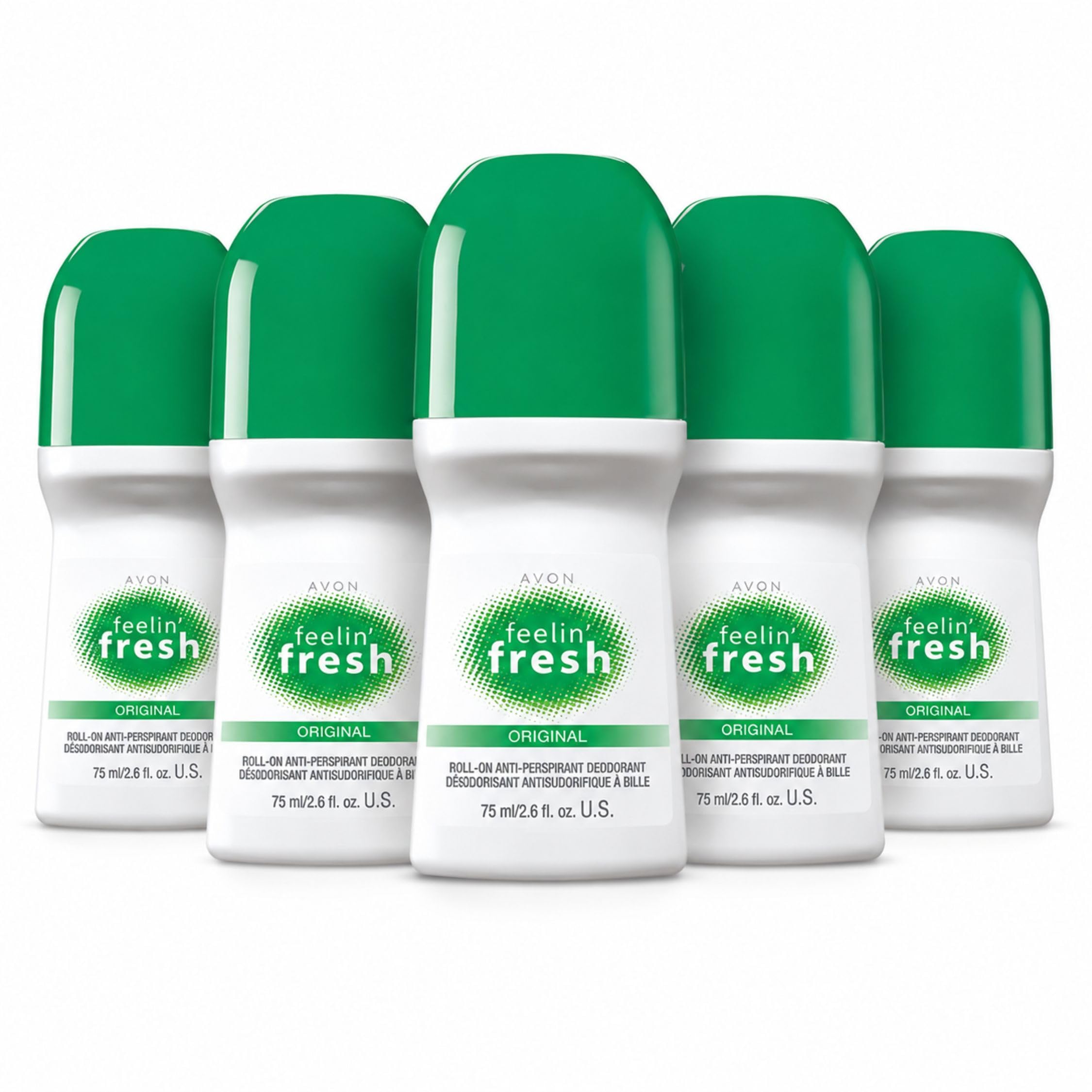 AVON Feelin' Fresh Roll-On Antiperspirant Deodorant - 2.6 oz - 5 pack