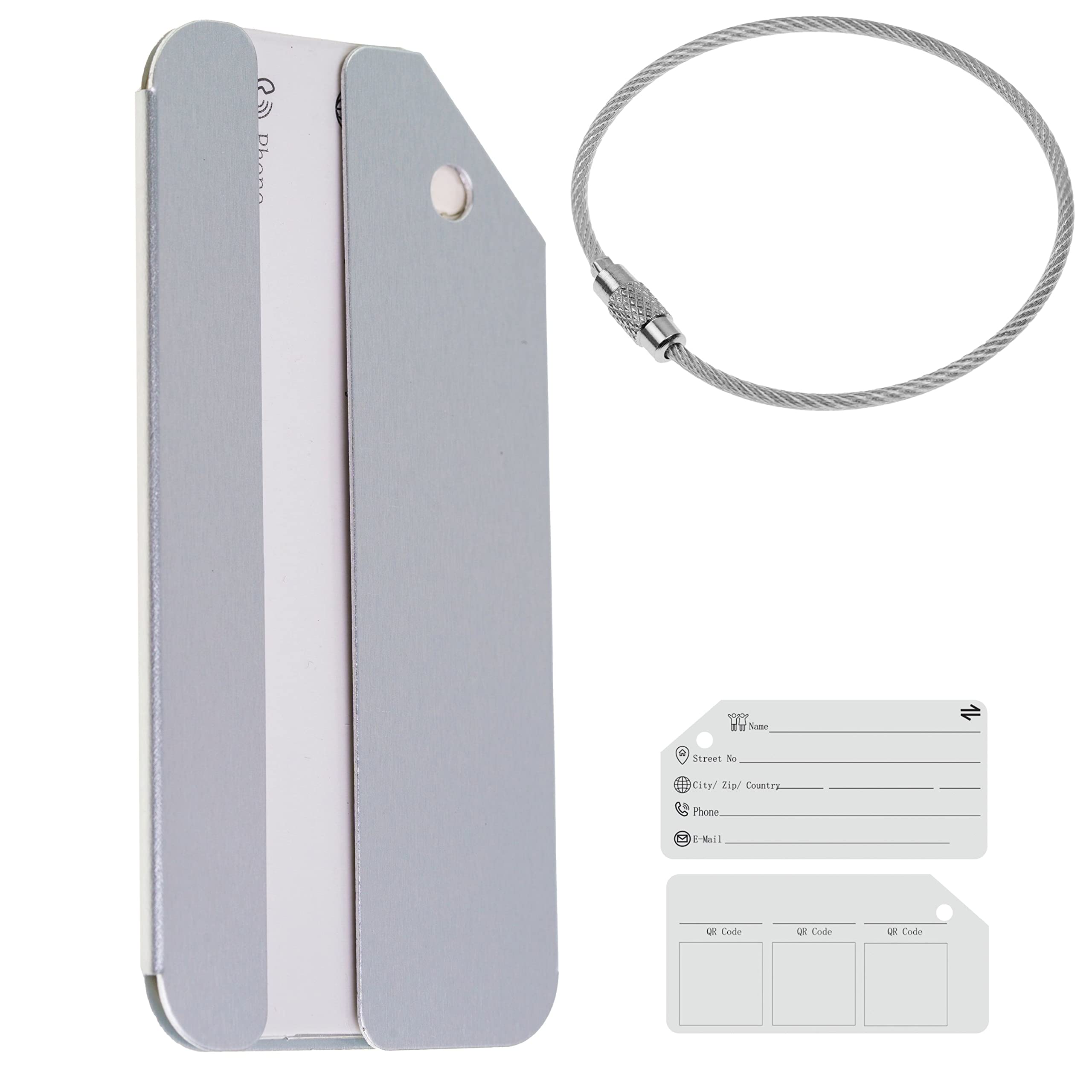 5 Kofferanhänger Mit Adressschild - Alu-Gepäckanhänger In 5 Farben