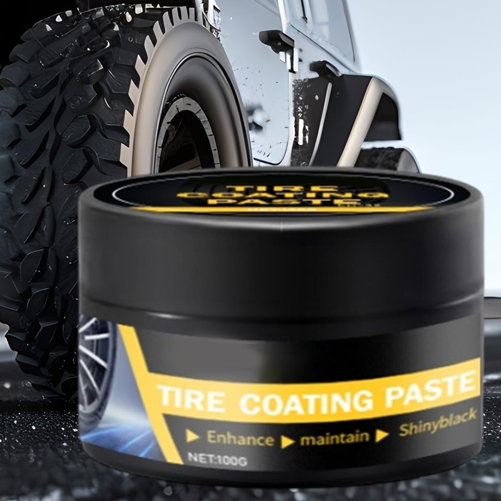 de roue pour pneus de voiture – 100 g de dissolvant et revêtement brillant | Amélioration de l'aspect des pneus durable pour le nettoyage, la rénovation, la rénovation et la cire des roues de