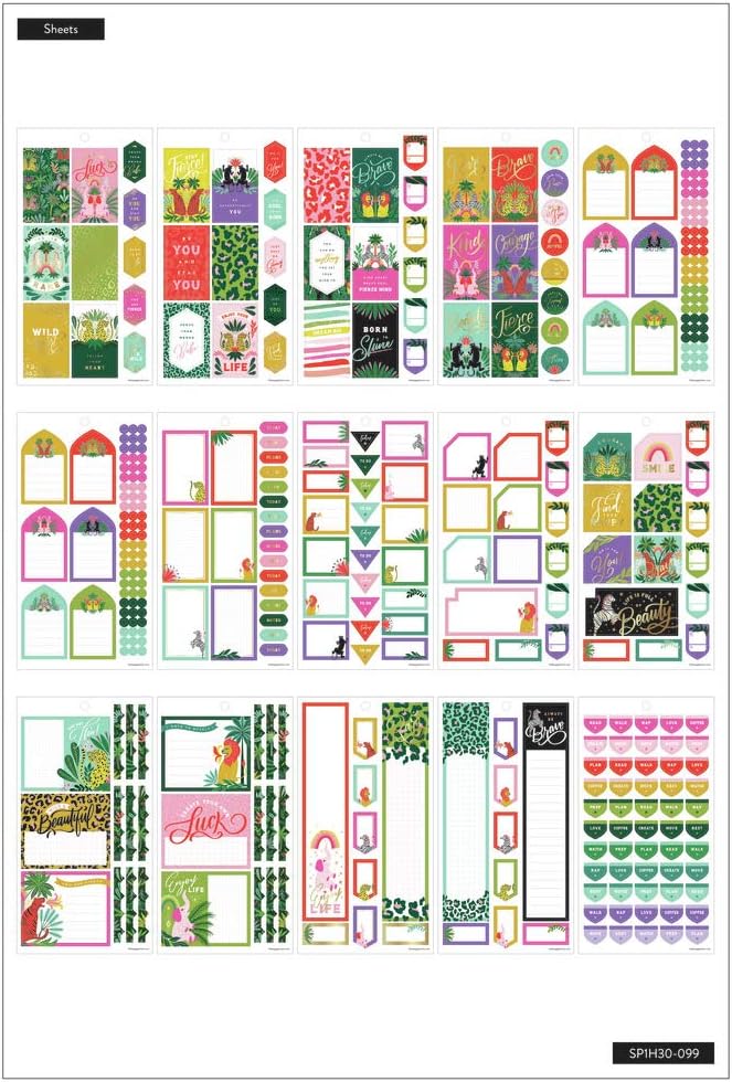 The Happy Planner Sticker Value Pack - Planner Accessories - Jungle Vibes Theme - Multi-Color - Great for Planning, Project & Scrapbooking - 30 Sheets, 778 Stickers