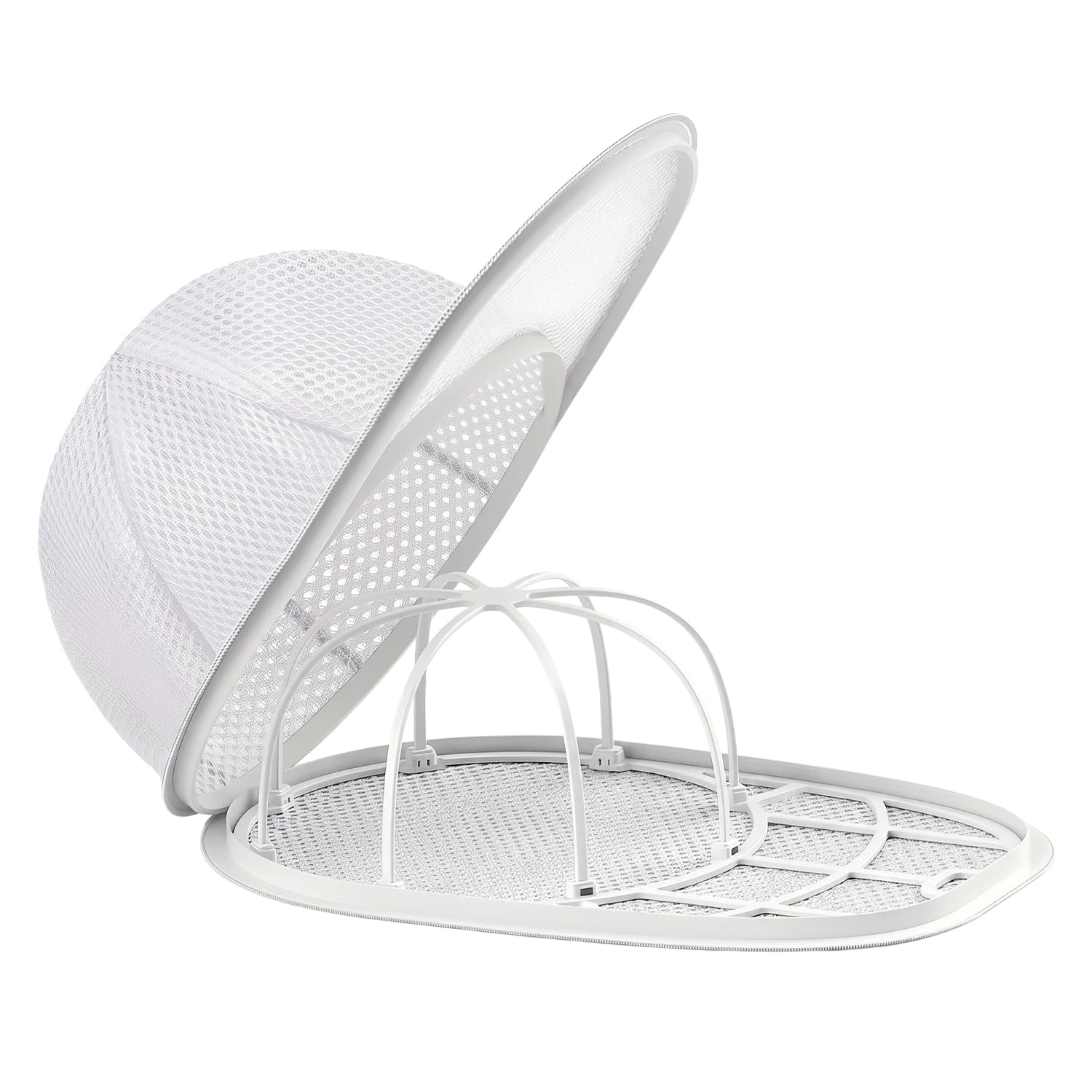 BEZHO Cap Washing Cage, Collapsible Baseball Cap Washing Cage | Hat Washer Cage for Washing Machine & Dishwasher | Storage Shaper Protector Holder with Rack Frame Adult Kid Hat (White)