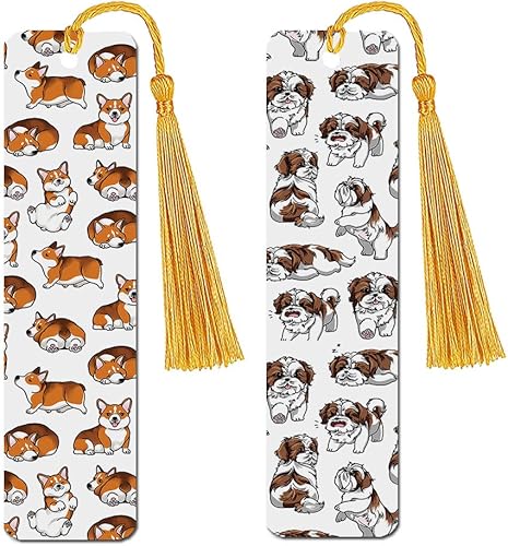 Miniatura 37 de WIRESTER Juego de 2 marcapáginas de metal con borla dorada clara para estudiantes, lectores, profesores, amantes de los libros, posturas divertidas