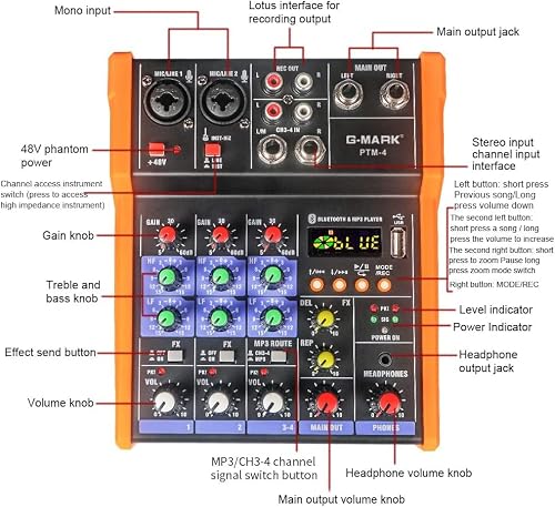 Mini Mischpult G-Mark Analog Mixer 4 Kanal für Audio Anwendungen