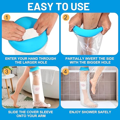 Miniatura 3 de Cubierta impermeable para piernas para ducha, baño, protector de ducha fundido de pierna completa para adultos, sello hermético para pierna para