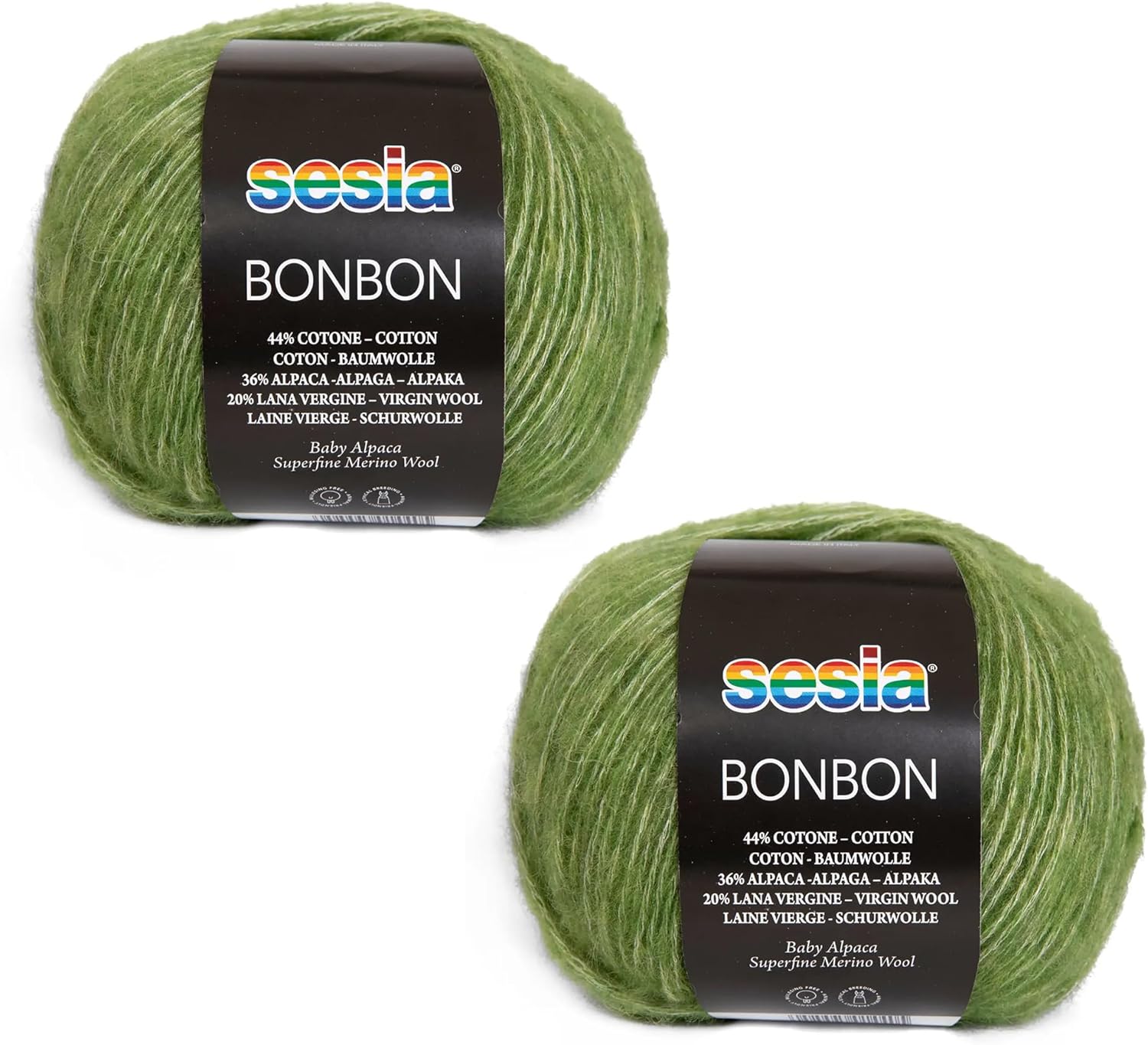 2 Skeins, Baby Alpaca, Superfine Merino Wool, Cotton, 458 Yds/3.5 oz., Needles US 6-7, Sesia Bon Bon (2, Turquoise - 0473)