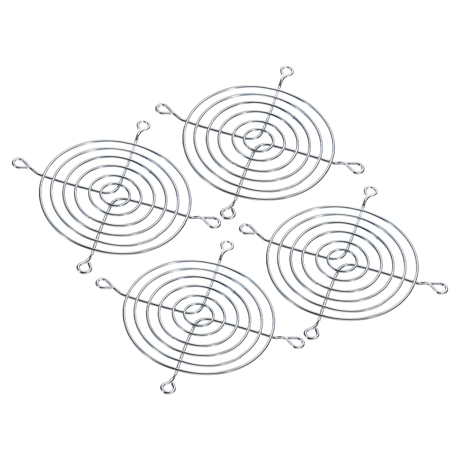 PATIKIL 84mm Ventola Dito Griglia, 4pz Metallo Griglia Protezione Protezione con Vite per Ventola Copertura Protettiva Fai-da-Te, Argento