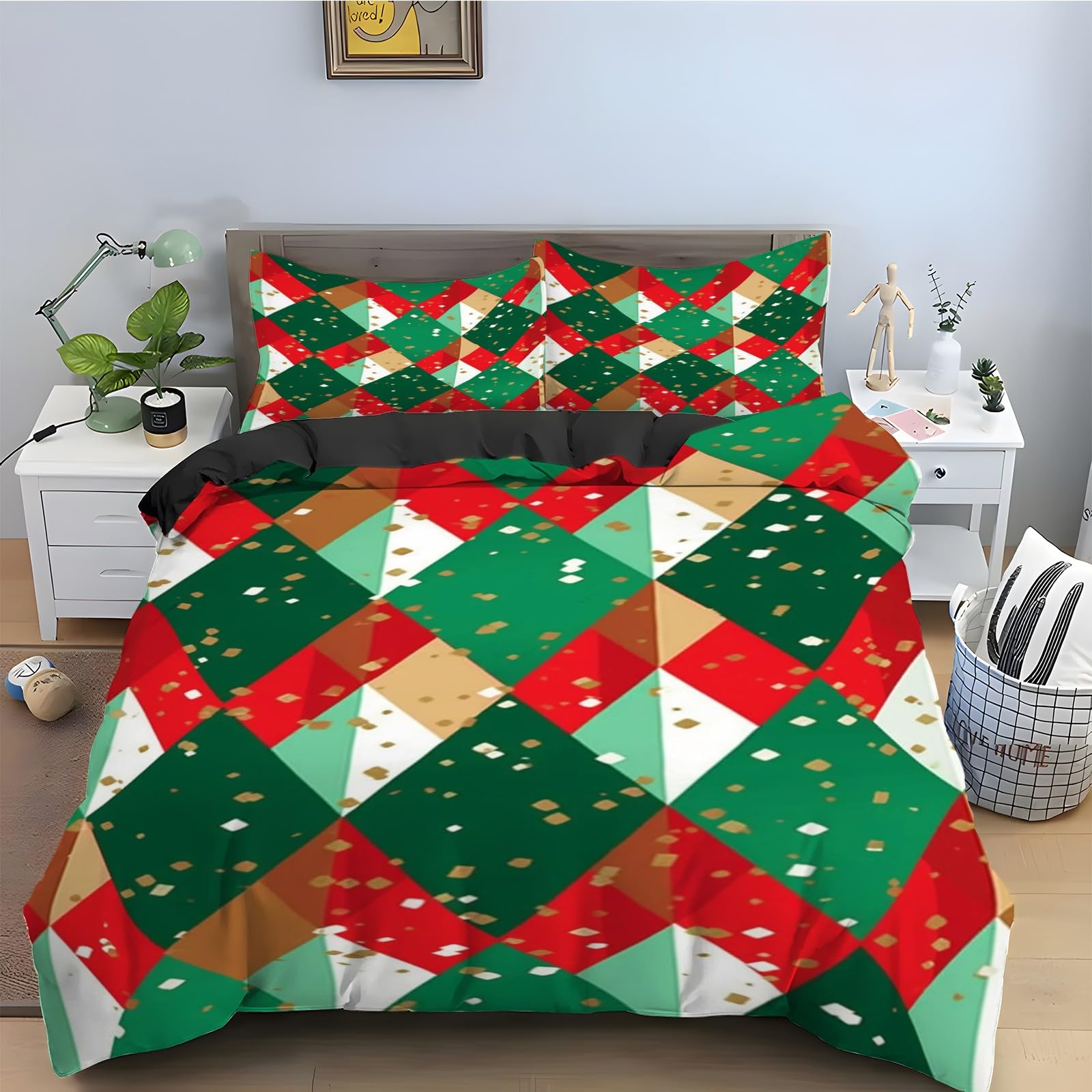 Parure de lit vœux de Nouvel An en microfibre douce pour lit king size